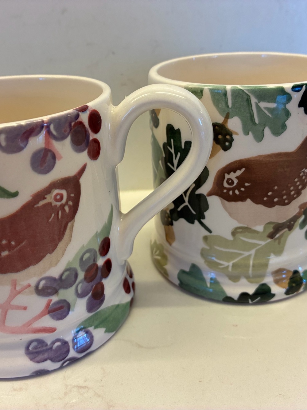 Uk Emma Bridgewater 1/2 Pint ( 8 ounce) Mug with Red Berry & Brown Bird Design